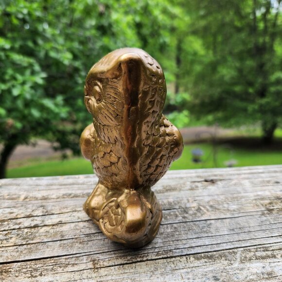 Vintage Mid-Century Solid Brass Perched Owl Figurine Andrea by Sedek 4.5" Tall D - Picture 7 of 8